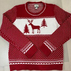 Classic Preppy Sweater Red Knit Cozy Winter Scene Cabincore Sz M